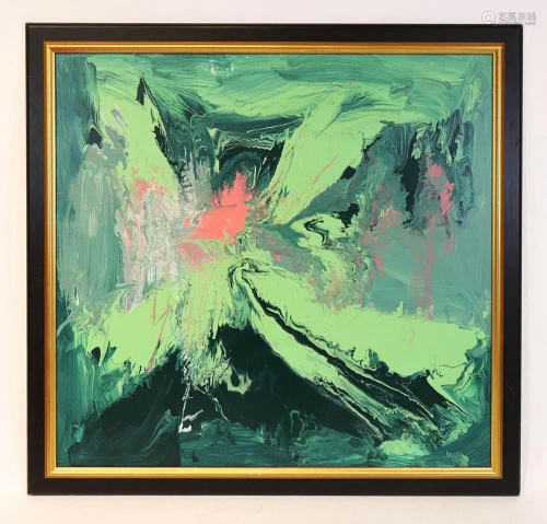 Ed Sobio, Multicolored Abstract Oil on Canvas