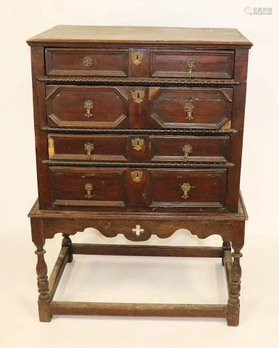 17th/18thC English William and Mary Chest on Stand