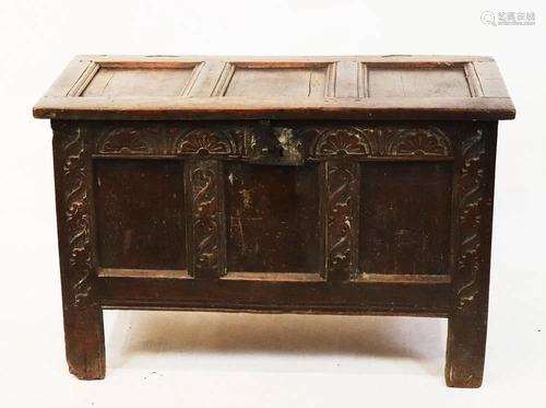 18thC English Carved Oak Coffer