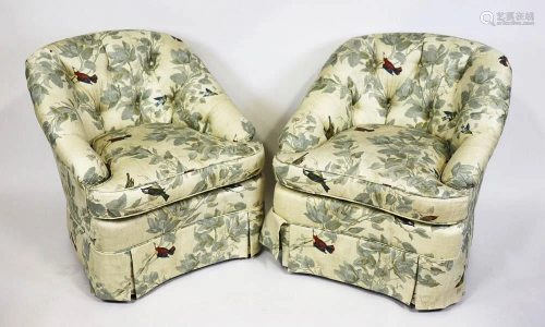 Pair of Custom Fine Chintz Upholstered Chairs