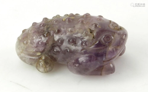19thC Chinese Carved Amethyst Quartz Toad