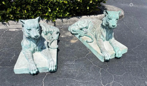 Two Exceptional Large Bronze Tigers