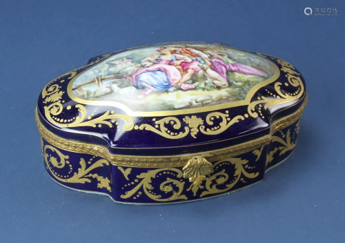 French Porcelain Box, Young Couple Design