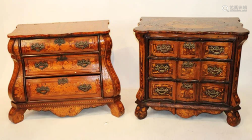 Late 18thC Dutch Inlaid Bombe Chests