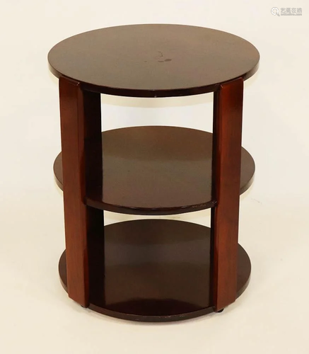 Deco-Style Mahogany 3-Tiered Occasional Table