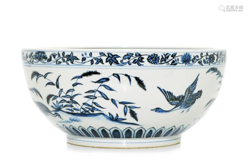 Large Chinese Blue and White Bowl