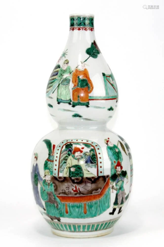 Chinese Famille Verte Double-Gourd Vase