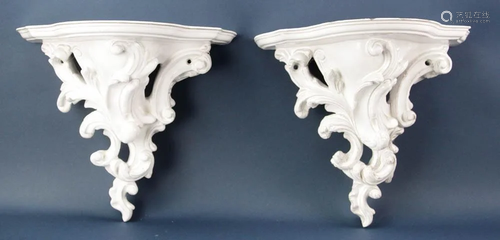 Pair of French Stoneware Hanging Shelves