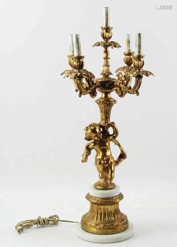 Five-light Marble and Gilt Table Lamp