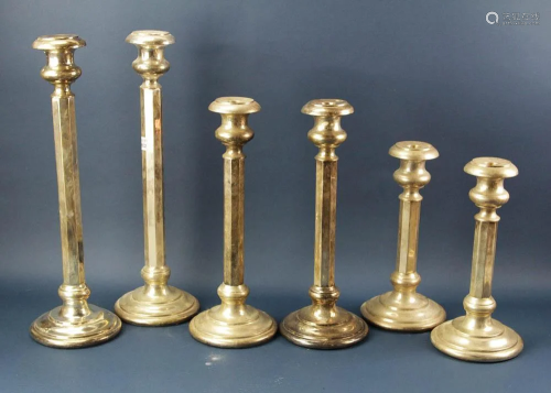 Three Pairs of Silver Plate Candlesticks