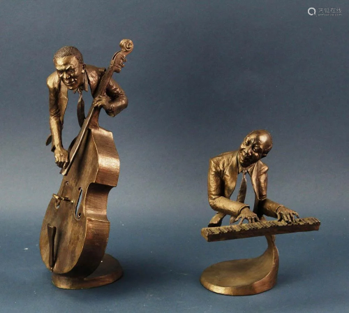 Mark Hopkins, Two Bronze Sculptures of Jazz Players