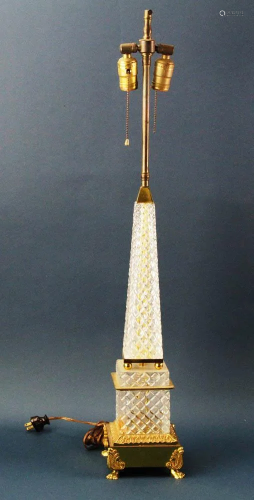 Cut Glass and Ormolu Pyramid Table Lamp