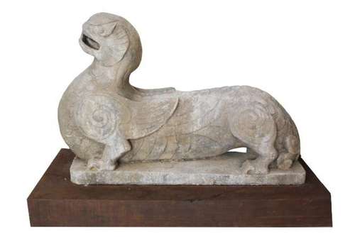 Rare Early Chinese Limestone Tomb Guardian-Tianlu