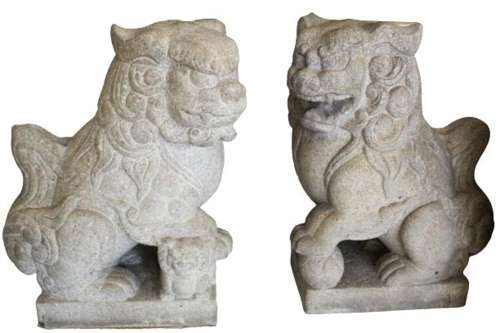 Large Pair of Chinese Granite Guardian Lions