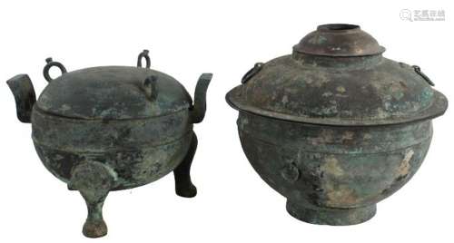 Chinese Archaic Bronze Lidded Pots