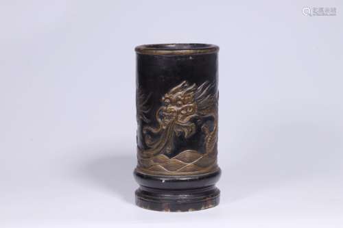 Chinese Lacquer Wood Brushpot