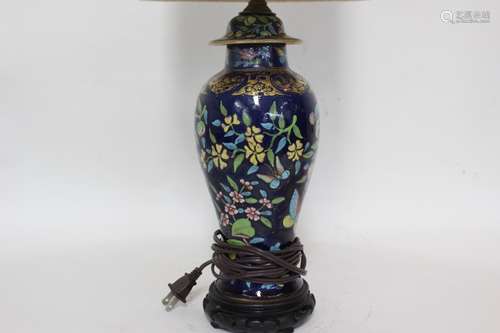 Chinese Glazed Porcelain Vase Made into Lamp