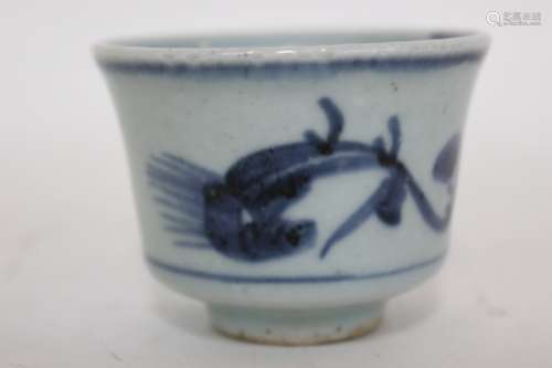 Ming Dynasty, Chinese Blue and White Porcelain Cup