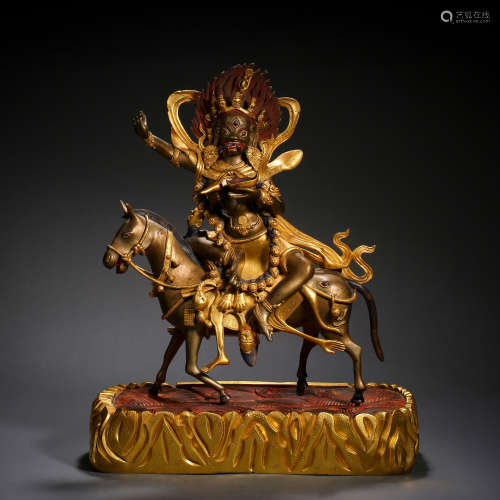 A Tibetan Bronze-gilt Figure of Palden Lhamo