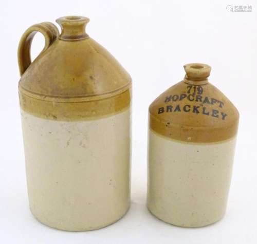 Two early to mid 20thC stoneware flagons, comprising a beer ...