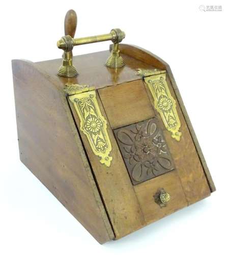A late 19thC purdonium / coal box , constructed from oak wit...