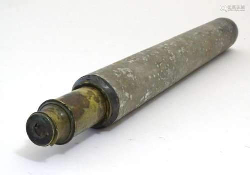 An early 19thC brass single-drawer telescope, engraved Jno a...