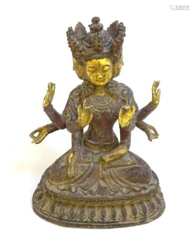 A South East Asian cast iron temple deity / Hindu God depict...