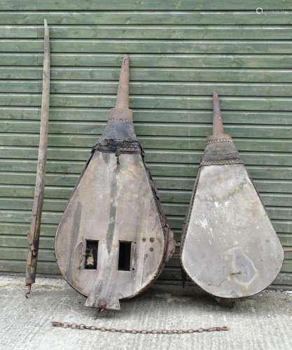 Two blacksmith s bellows of large proportions, constructed f...