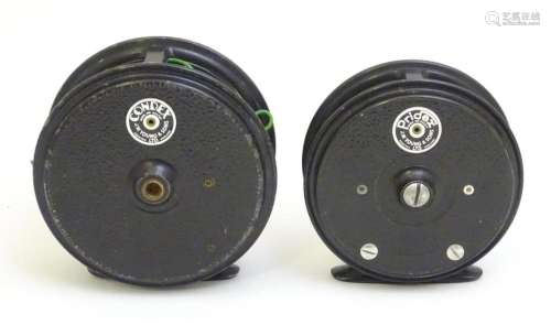 Two mid 20thC J.W. Young & Sons centre pin fishing reels...