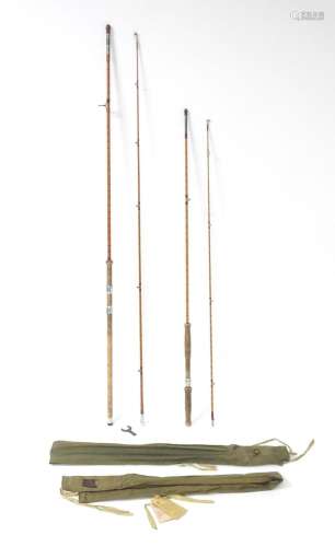 Two mid 20thC Hardy Bros. Palakona spinning rods, comprising...