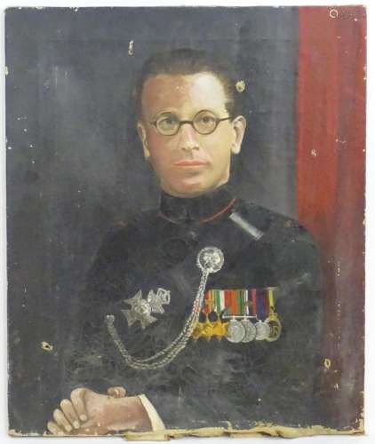 20th century, Oil on canvas, A portrait of a military gentle...