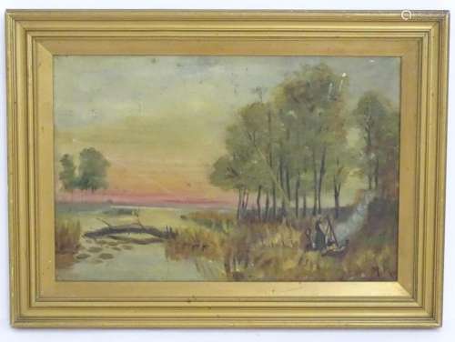 M. Moore, 19th century, Oil on canvas, A river landscape at ...