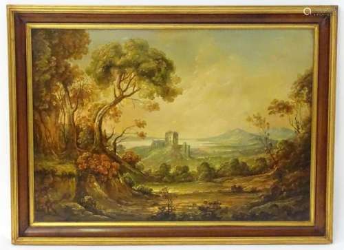 20th century, Oil on canvas, A landscape scene with a view o...