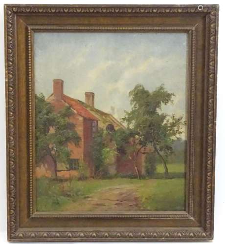 20th century, English School, Oil on canvas, A country garde...