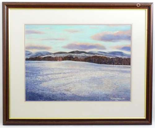 Elizabeth Wilson, Oil on card, A Scottish winter Highland la...