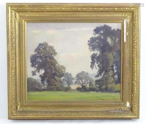 Early 20th century, Oil on canvas, An English country landsc...