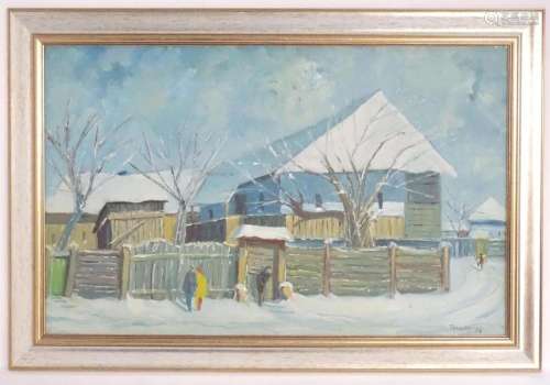 Tibor Tolnay, Hungarian School, Oil on canvas, The village o...