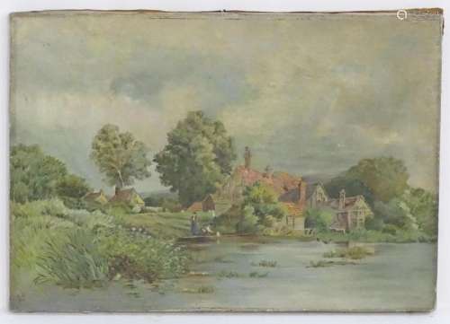 A. H., Early 20th century, Oil on canvas, A river scene with...
