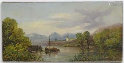 Late 19th / early 20th century, Oil on canvas, A river lands...