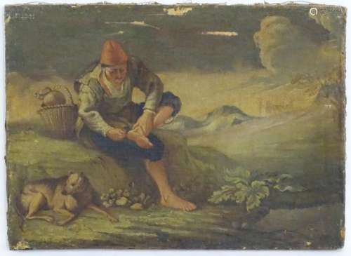 19th century, Italian School, Oil on canvas, A fisherman pul...