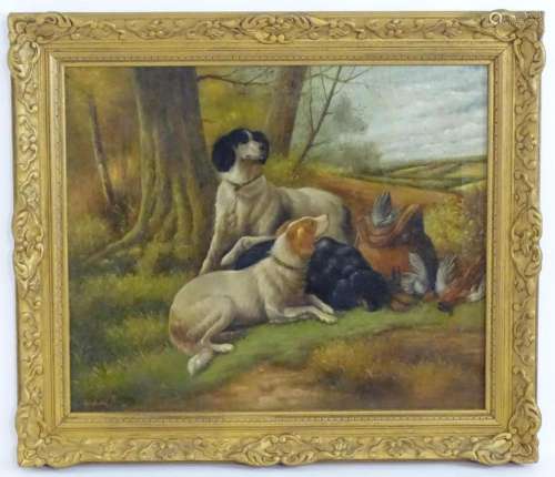 Frank Stratford, Early 20th century, Oil on canvas, Gun dogs...