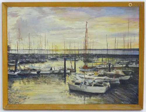 W. J. Thomson, 20th century, Oil on board, A harbour scene w...