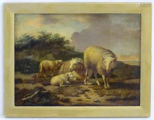 Lambert Gerardts, 19th century, Oil on panel, Sheep and lamb...