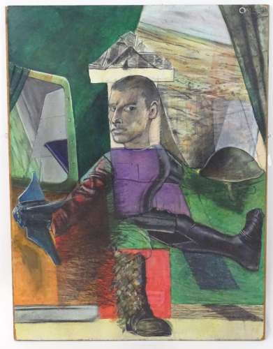 Paul J. Gough (b.1958), Oil on board, An abstract portrait o...