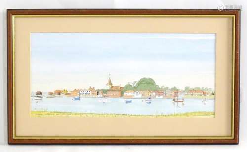 C. L. Roberts, Watercolour, Bosham Harbour, West Sussex, wit...