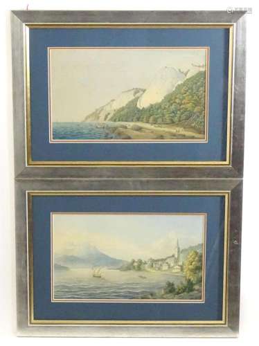 C. Voss, 19th century, Topographical School, Watercolours, A...