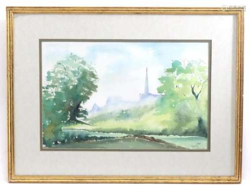 Terence J Kitson, 20th century, Watercolour, Cotswold View, ...