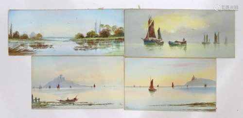English School, 20th century, Watercolours, Two views of St ...