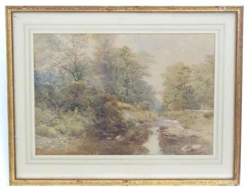 W. Moore, 19th century, Watercolour, A wooden bridge over a ...