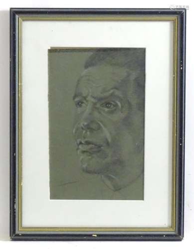 20th century, Pencil on paper, A portrait of a man. Approx. ...